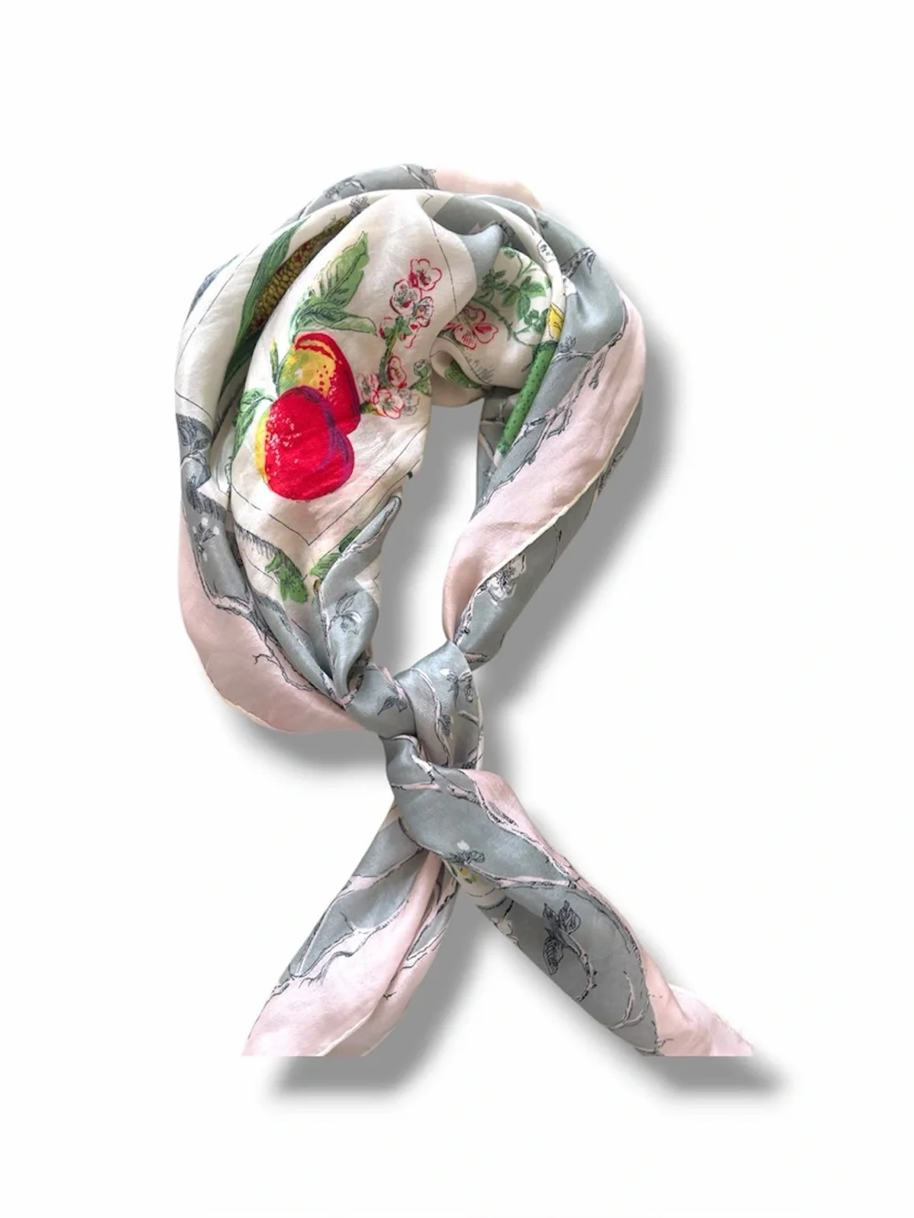 Longchamp silk scarf, “Laurel In The Vegetable Garden